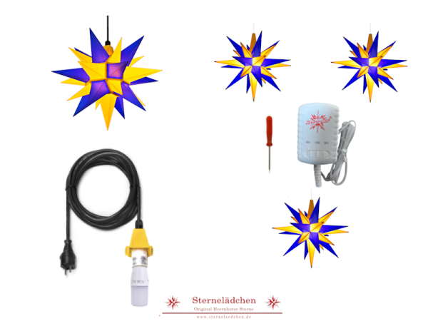 Herrnhuter Sterne-Set "Flexi" A4, gelb/blau